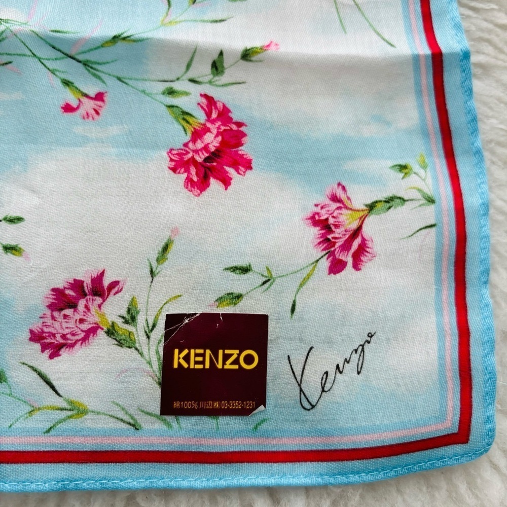 Kenzo Light blue/Multicolor Floral 100% Cotton Bandanna/Scarf - Picture 6 of 9